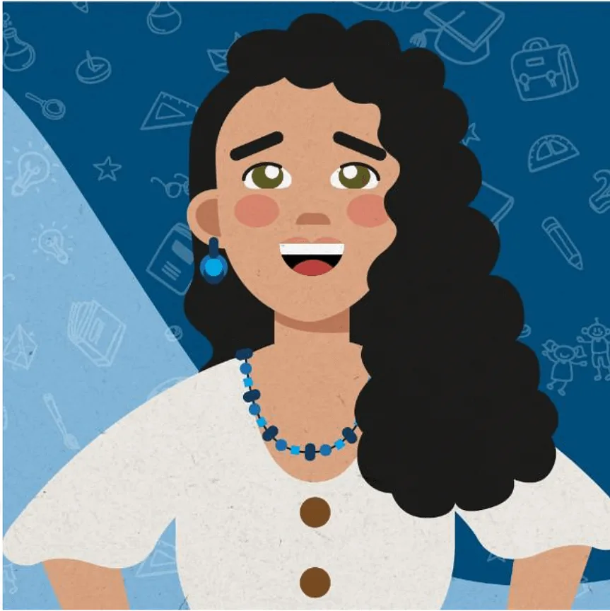 Ilustración del personaje La Profe Azul