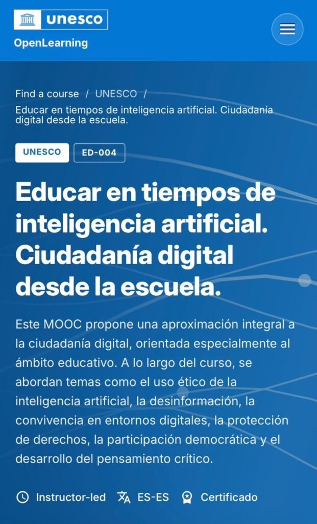 Educar en tiempos de inteligencia artificial. Ciudadanía digital desde la escuela. UNESCO